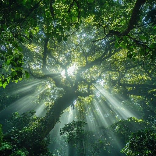 Sunlight through forest trees