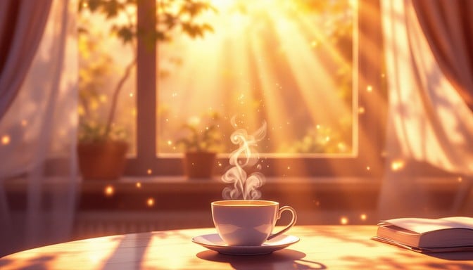 Teacup and saucer with window light