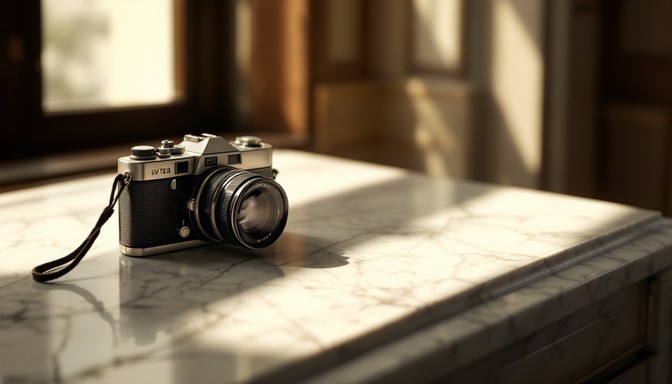 Camera on a table with soft window light